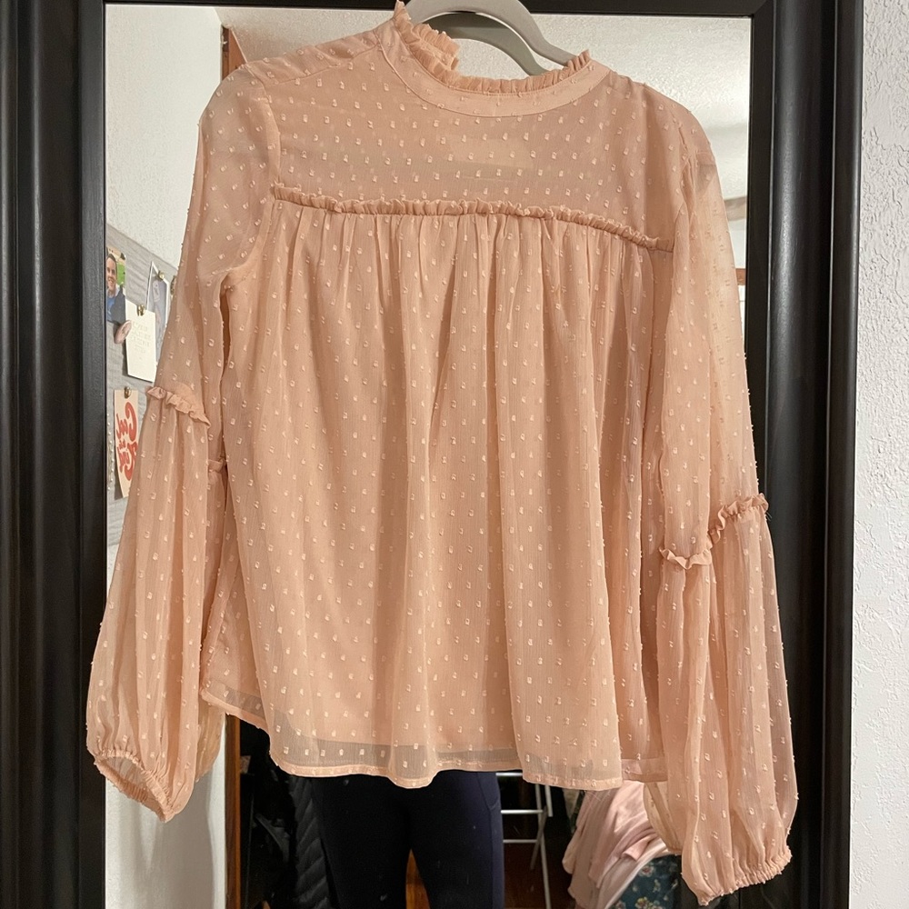 Pink Blouse with Ruffle Detail